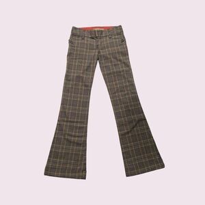 Hollister Plaid Flare pants - Brown & Black with Yellow Accent